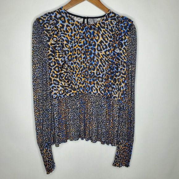 Bl^nk London Tops - Blank London Anthropologie Womens London Moira Blouse Size S Animal Print Peplum
